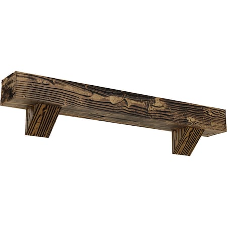 Sandblasted Faux Wood Fireplace ManteL W/Breckinridge Corbels, NaturaL Golden Oak, 4H X 6D X 36W